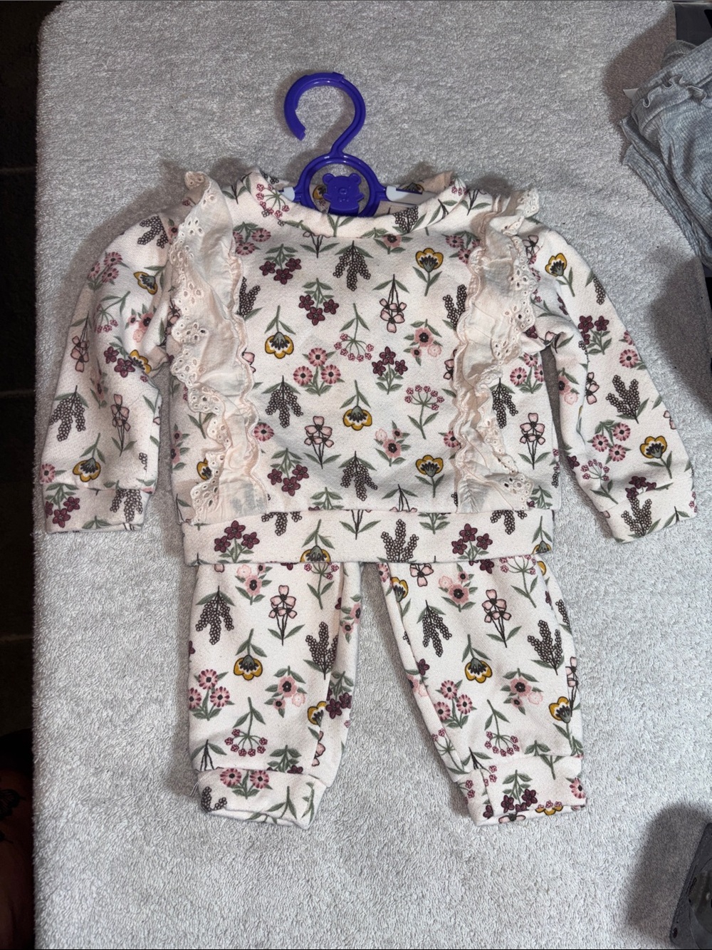 Limited Too Cream Floral Ruffle Pajama Set